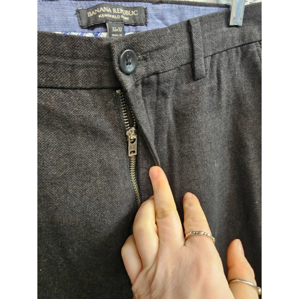 Banana Republic Kentfield Pants Mens 32x32 Black Flat Front Straight Leg Casual